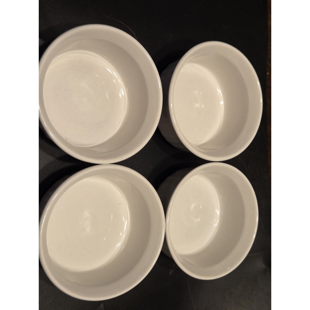 4 CorningWare French White 7oz Casserole Ramekin Mini Baking Dishes Cottage Farm